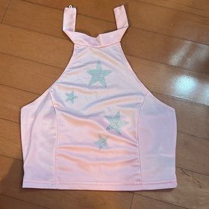 Rhinestone star pattern halter top